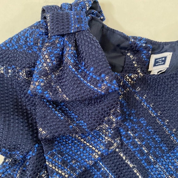 NWOT Janie and Jack Navy Blue Striped Design Dress - Size 3-6 Mos - Picture 3 of 7
